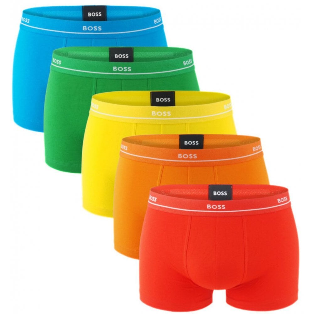 Lot de 5 boxers classiques, rouge/orange/jaune/vert/bleu