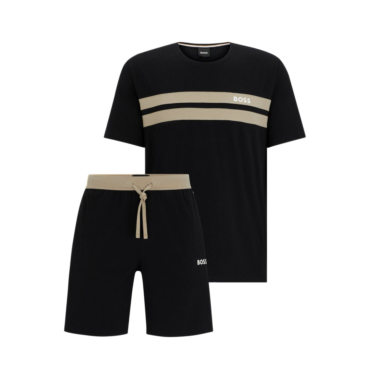 Balance Cotton Modal T-shirt et short Loungewear Coffret cadeau, noir/beige