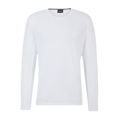 Langärmliges Loungewear-T-Shirt aus Luxe-Jersey, Weiß