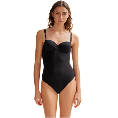 Logo Strap Bodysuit, Black