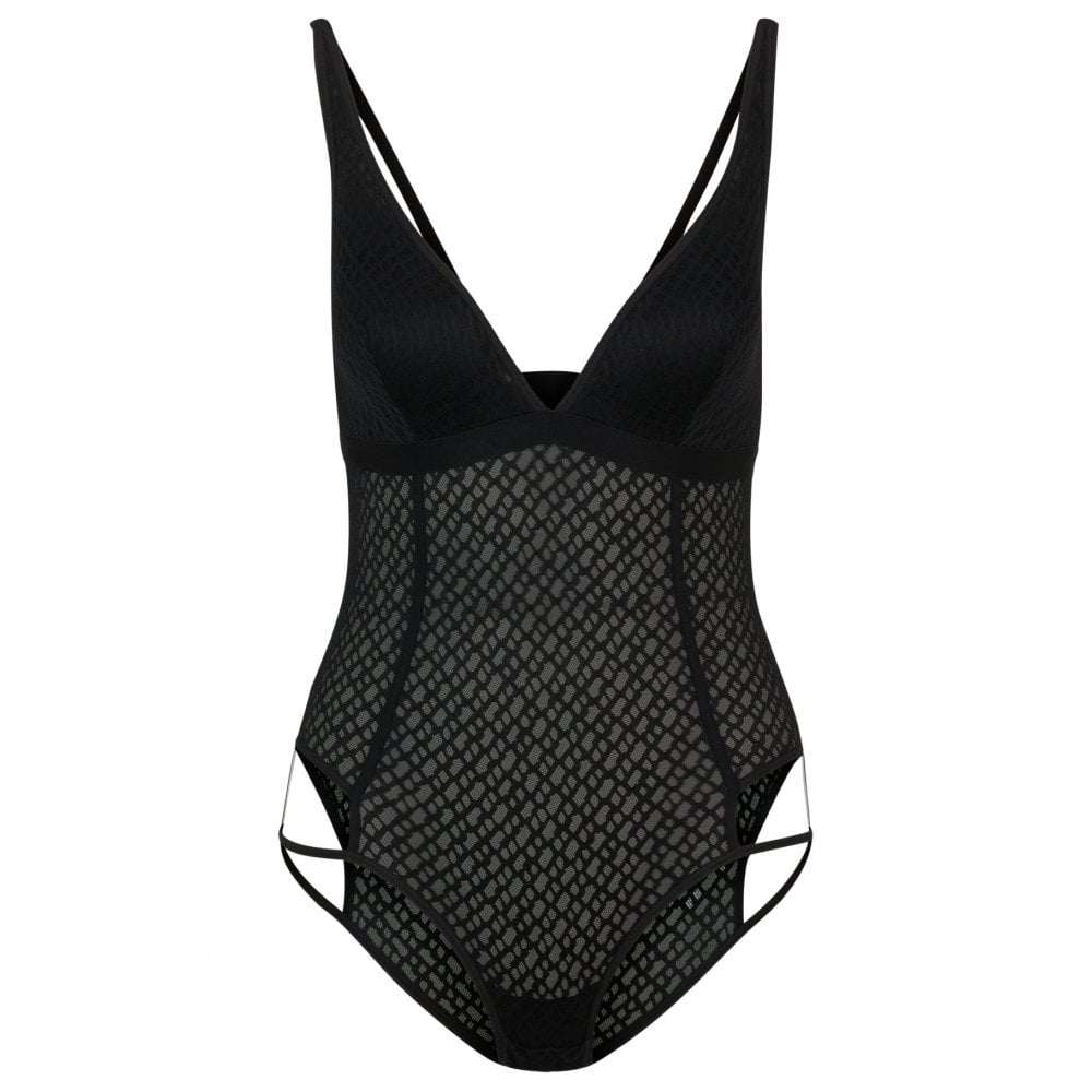 Body Luxe B-Lace, noir avec logo en métal doré