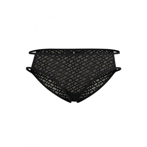 B-Luxe Lace Brief, Black w/ gold metal logo