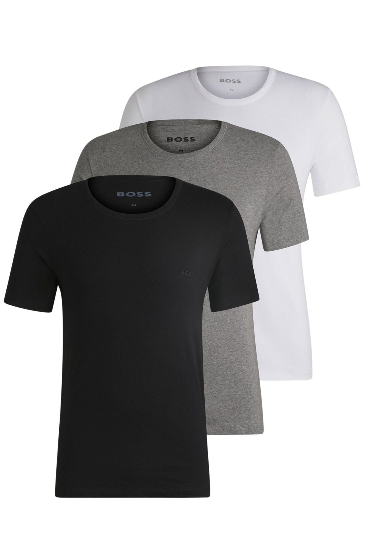 BOSST-Shirts 3 - pack3 - Pack Classic - Fit Crew - Neck T-Shirts, Black/White/GreyBoxers - and - Briefs.net