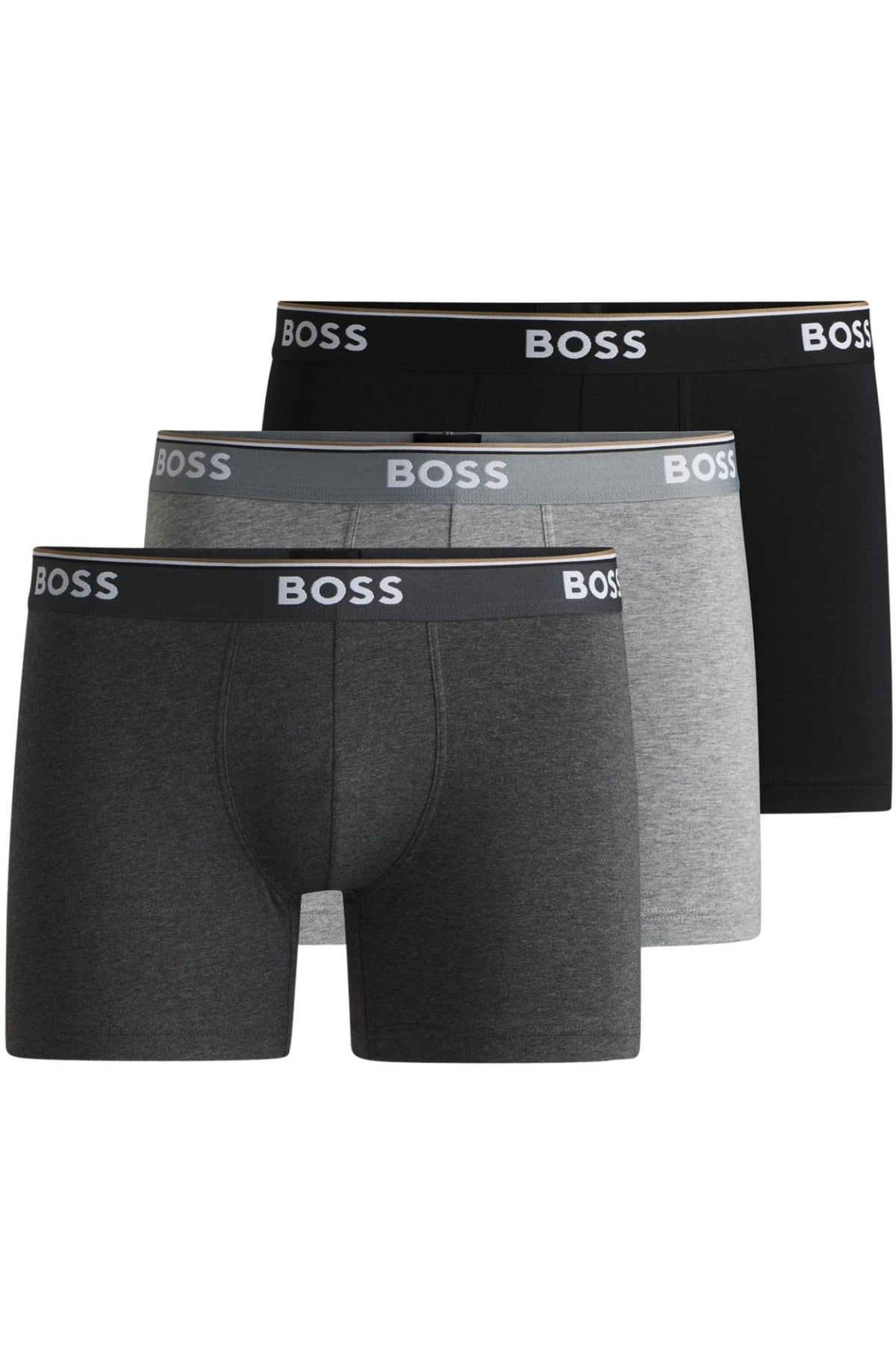 BOSSBoxer Briefs 3 - pack3 - Pack Power Logo Boxer Briefs, Grey/Charcoal/BlackBoxers - and - Briefs.net