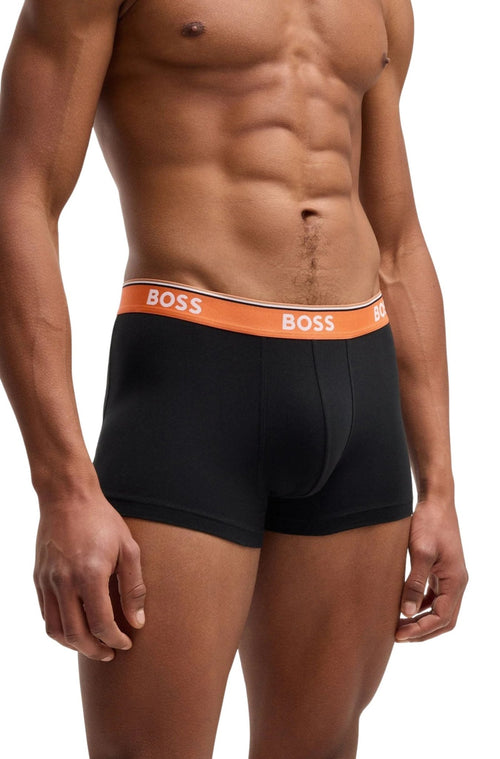 BOSSTrunks 3 - pack3 - Pack Power Logo Boxer Trunks, Black w/ blue/beige/orangeBoxers - and - Briefs.net