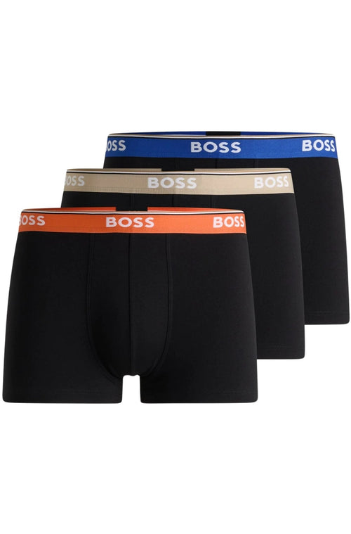 BOSSTrunks 3 - pack3 - Pack Power Logo Boxer Trunks, Black w/ blue/beige/orangeBoxers - and - Briefs.net