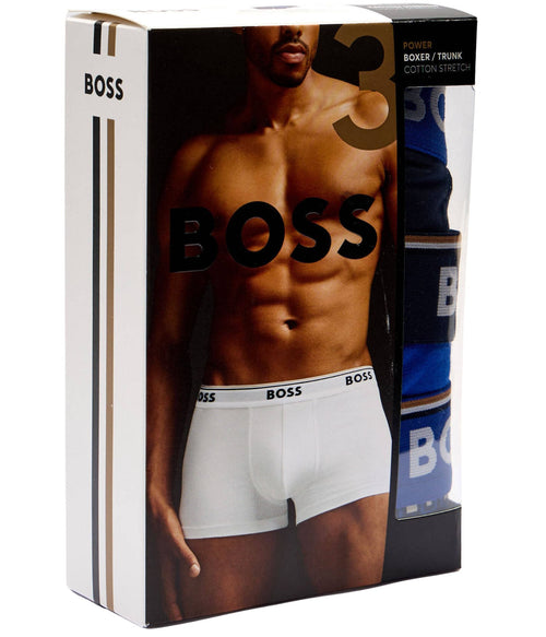 BOSSTrunks 3 - pack3 - Pack Power Logo Geo Print Boxer Trunks, Blue/NavyBoxers - and - Briefs.net