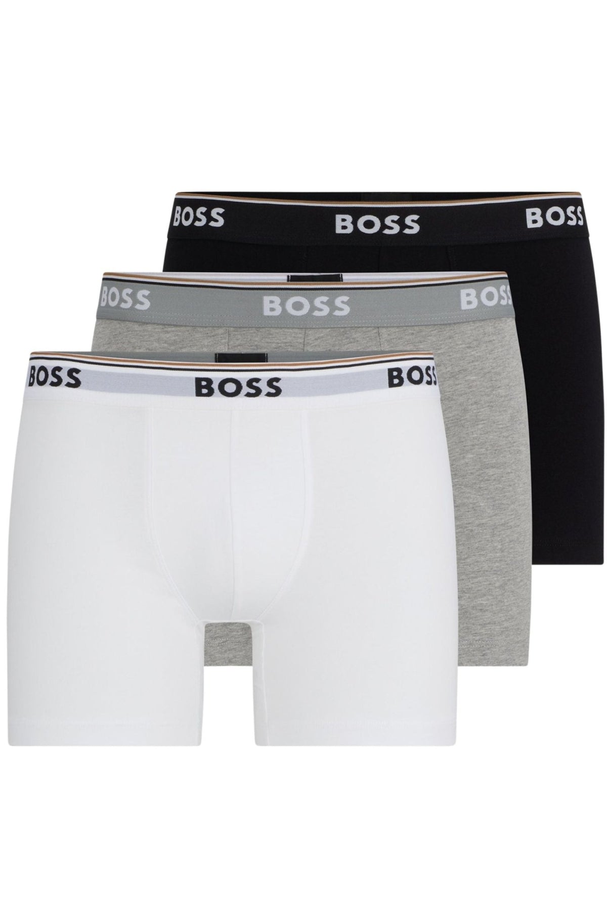 BOSSBoxer Briefs 3 - pack3 - Pack Power Logo Long Boxer Briefs, Black/White/GreyBoxers - and - Briefs.net