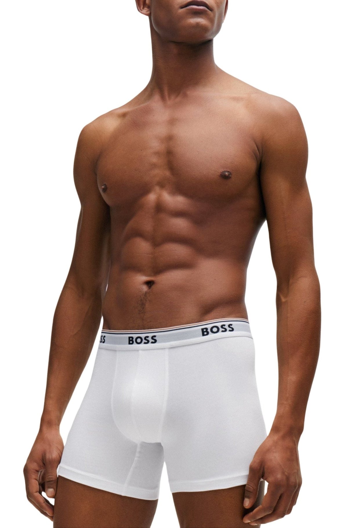 BOSSBoxer Briefs 3 - pack3 - Pack Power Logo Long Boxer Briefs, Black/White/GreyBoxers - and - Briefs.net