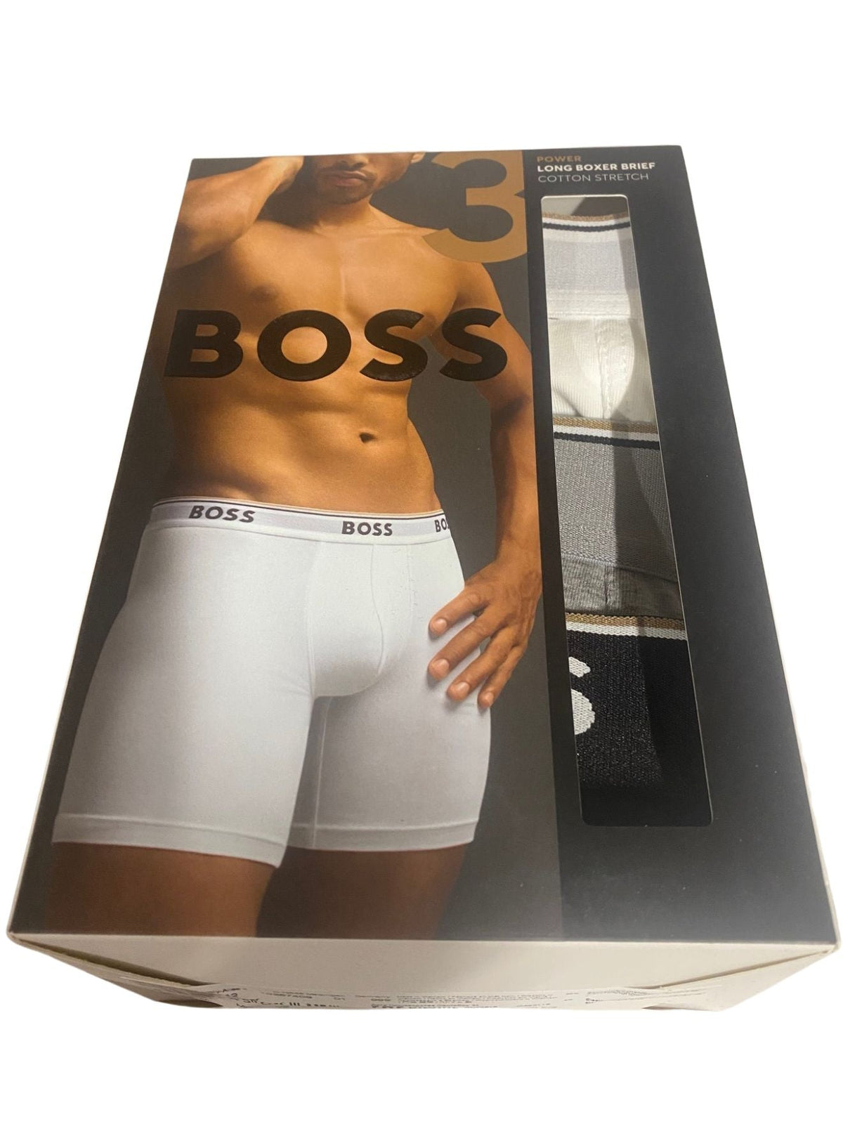 BOSSBoxer Briefs 3 - pack3 - Pack Power Logo Long Boxer Briefs, Black/White/GreyBoxers - and - Briefs.net