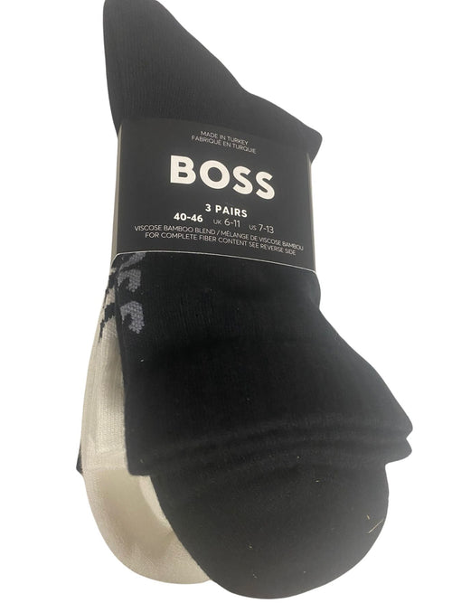BOSSSocks 3 - pack3 - Pack Ribbed Bamboo Sports Socks, Black/whiteBoxers - and - Briefs.net