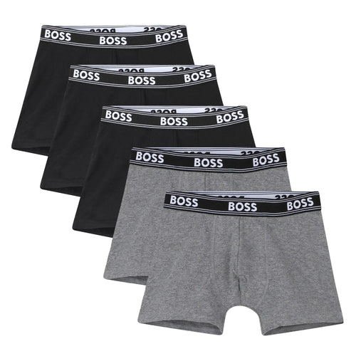 BOSSBoxer Trunks 5 - packBoys 5 - Pack Power Logo Boxer Trunks, Black/GreyBoxers & Briefs