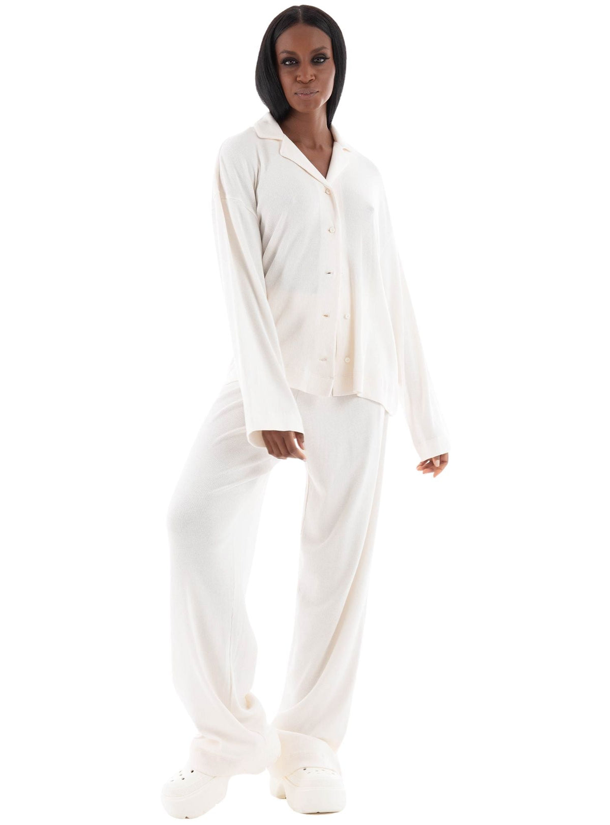 BOSSPyjama SetElegant Ribbed Organic Cotton Pyjama Set, Off - WhiteBoxers - and - Briefs.net