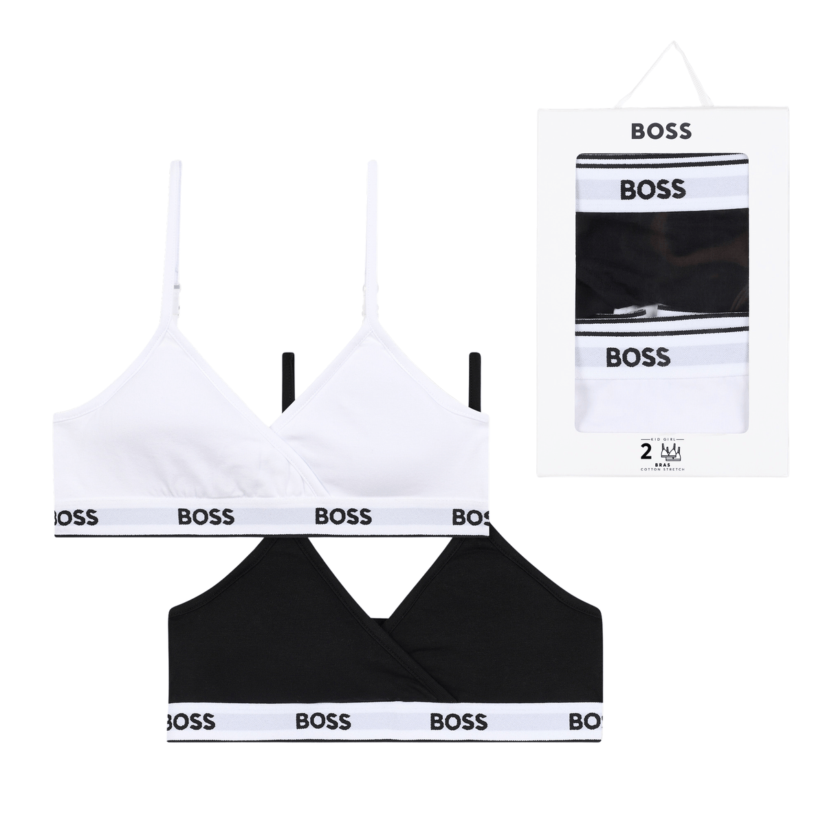 BOSSBralettes 2 - packGirls 2 - Pack Classic Logo Bralettes, Black/WhiteBoxers & Briefs