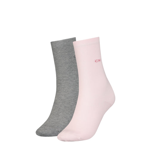 2-Pack Classic Embroidered Logo Women's Socks, Grey/Pink