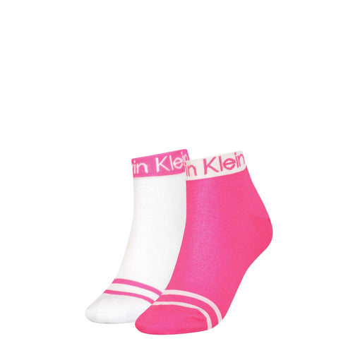 2-Pack Logo Welt Women's Quarter Socks, Magenta/white