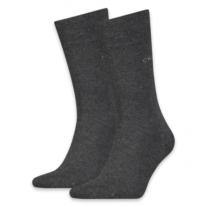 2er-Pack Premium-Socken aus gekämmter Baumwolle, Dunkelgrau Melange