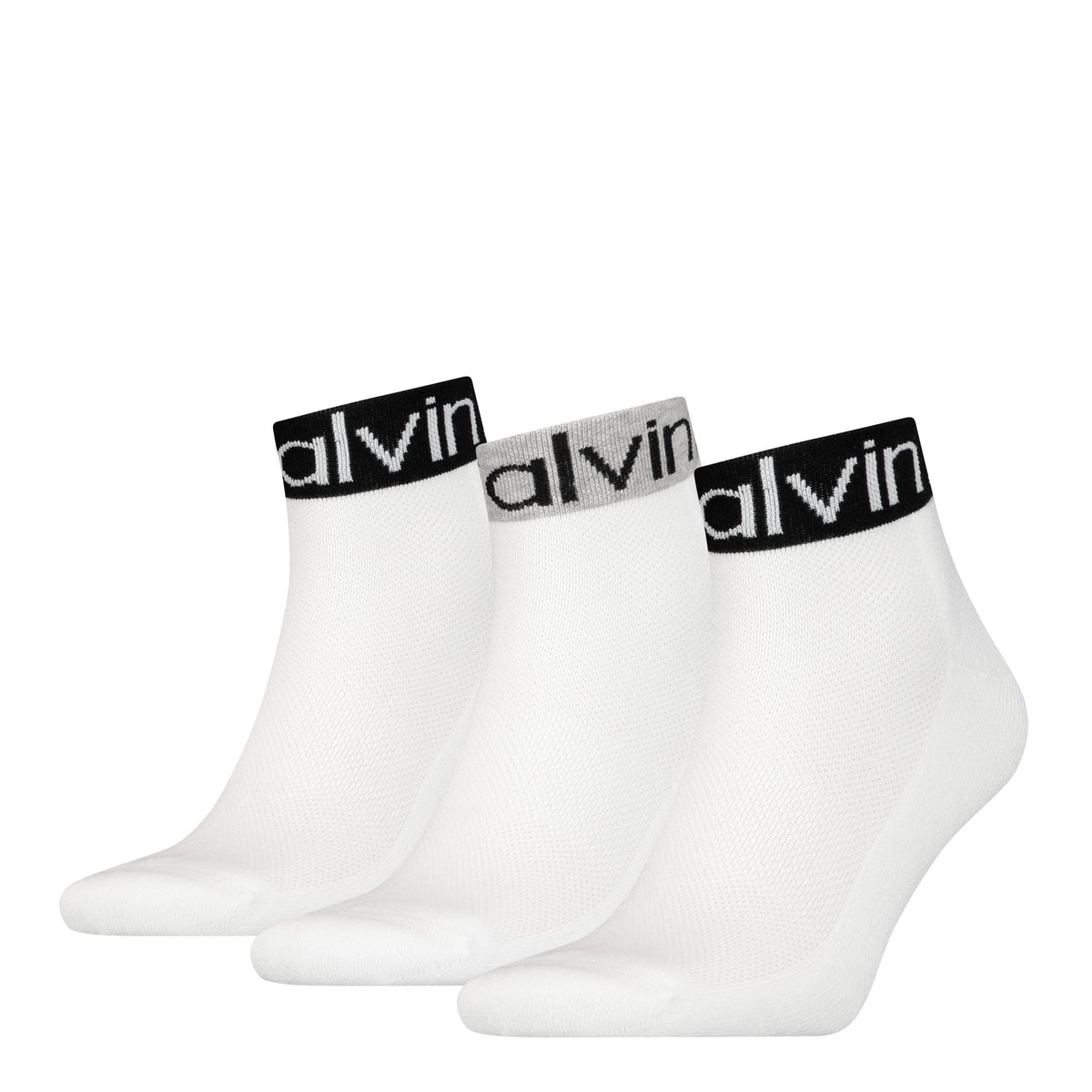 3-Pack Logo Welt Sports Quarter Socks, White