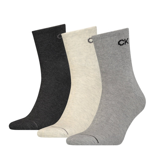 3er-Pack kurze Socken aus gekämmter Baumwolle, Mittelgrau Melange