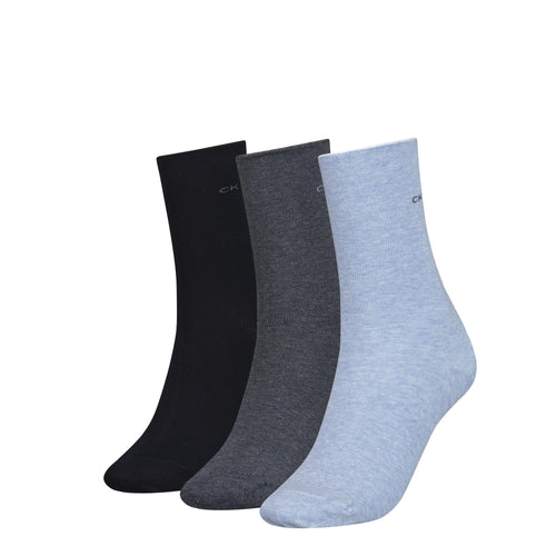 3-Pack Classic Roll-Top Women's Socks, Blue Mix
