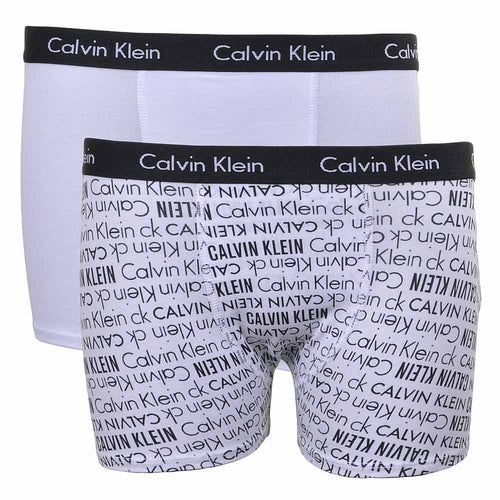 Boys 2 Pack Modern Cotton Boxer Trunk, White/Logo Print