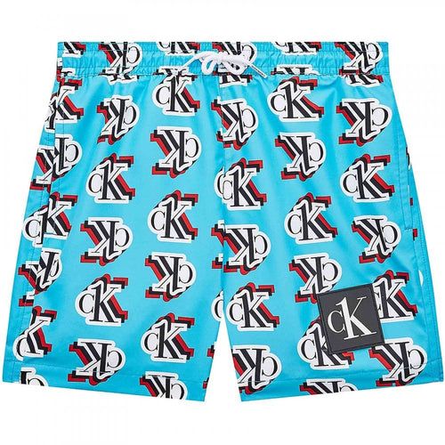 Boys CK One Swim Short, Step Up Logo Lexington Blue
