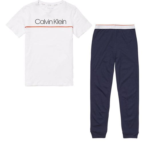 Ensemble pyjama CK RIB pour garçons, blanc/bleu ombre