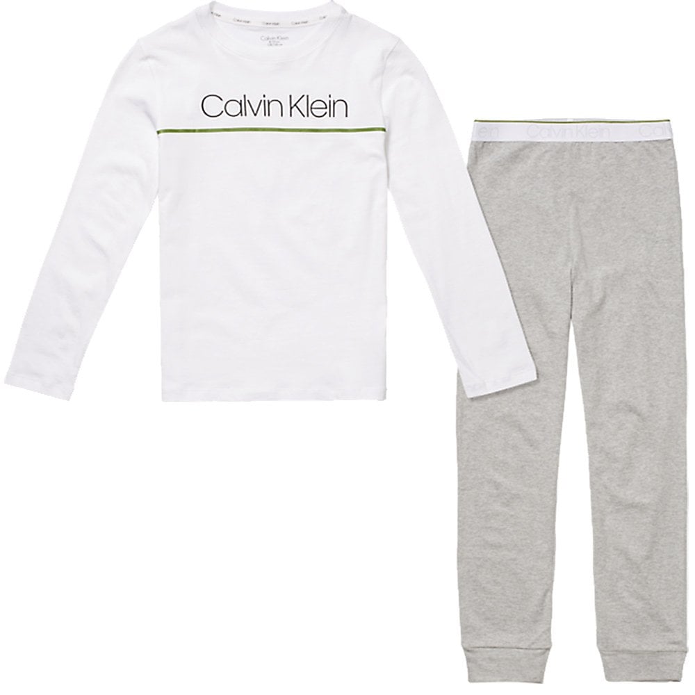 Strick-Pyjama-Set für Jungen, Grau/Weiß