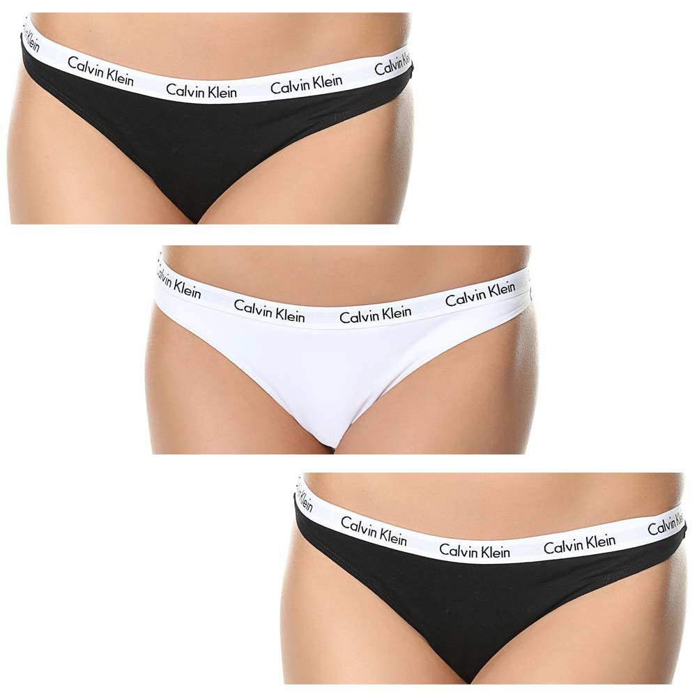 Calvin Klein - Carousel 3 - Pack Thong, Black/White/Black - Boxers - and - Briefs.net