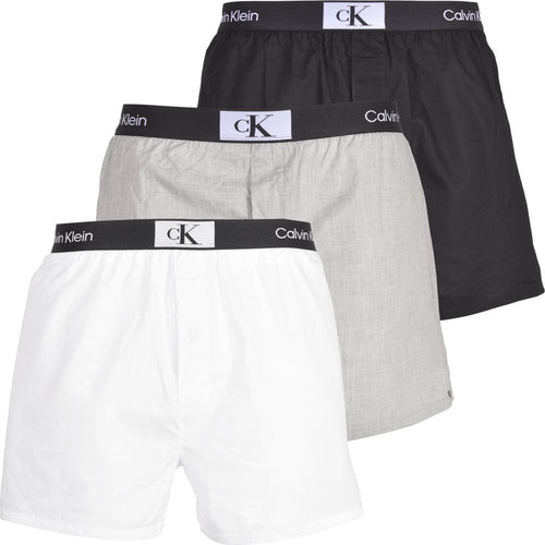 3-Pack CK 1996 Slim-Fit Boxer Shorts, Black/White/Grey