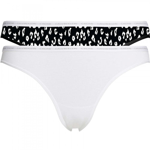 CK One 2-Pack Bikini Brief, White/Savannah/Cheetah Black