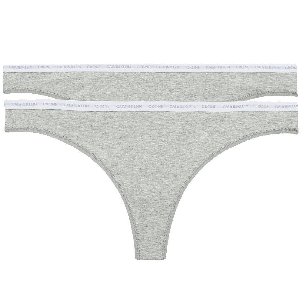 Calvin Klein - CK One 2 - Pack Thong, Grey - Boxers - and - Briefs.net