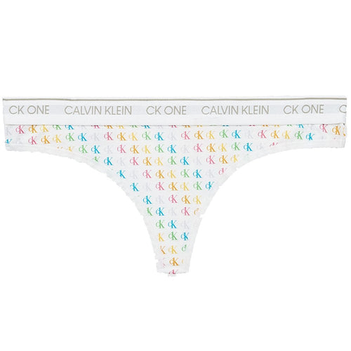 CK One Cotton Modal Blend Thong, Pride Colours Mini CK1 Logo Print