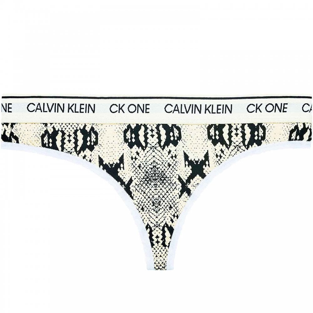 CK One Cotton Modal Blend Thong, Various Snake Print/Oatmeal Heather