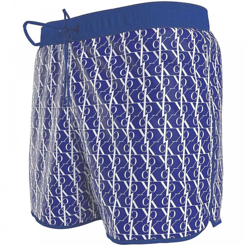CK One Short Runner Swim Shorts, Monogram Bold Blue