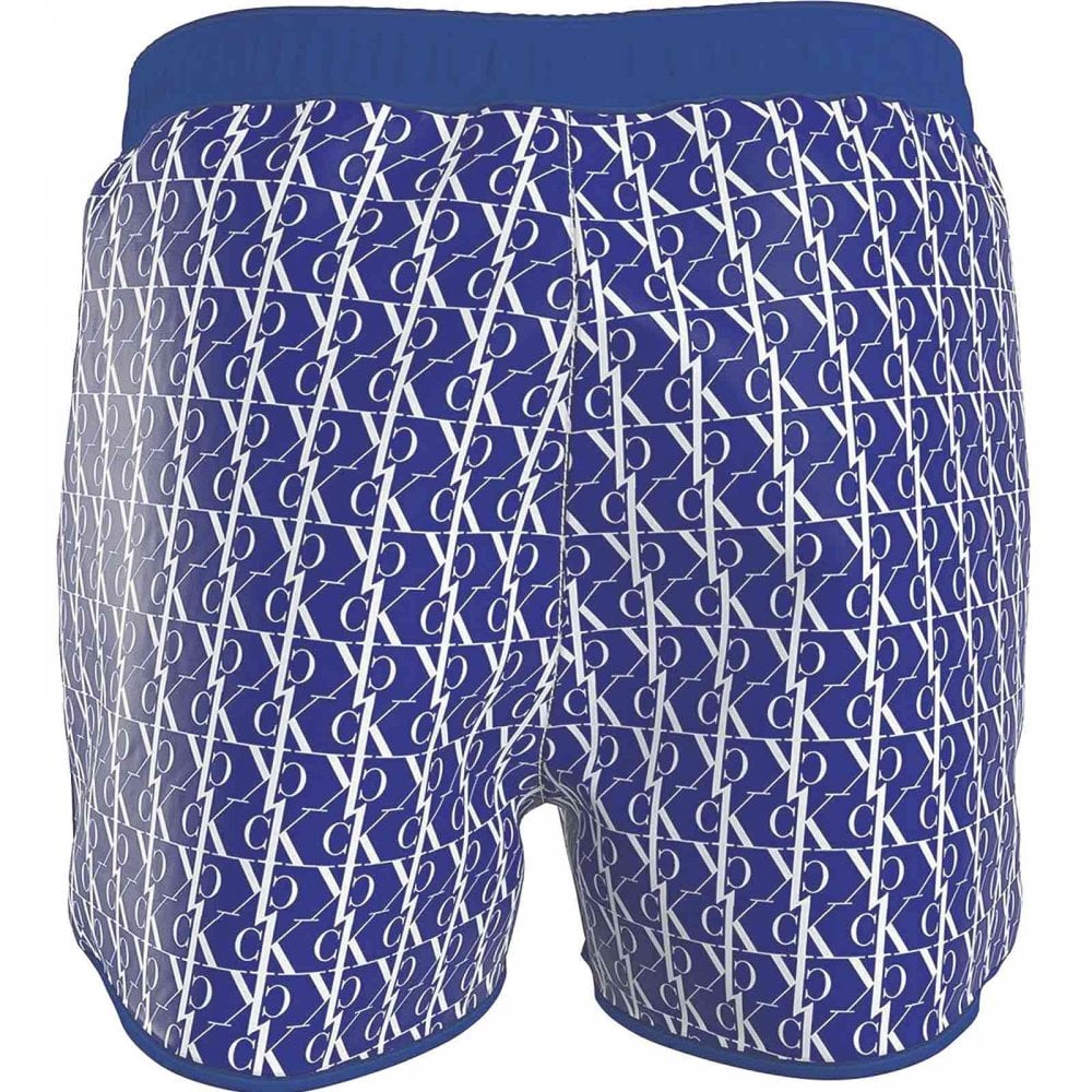 CK One Short Runner Swim Shorts Monogram Bold Blue