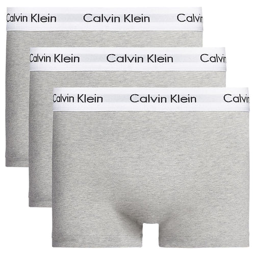 Cotton Stretch 3-Pack Low Rise Boxer Trunks, Grey Heather