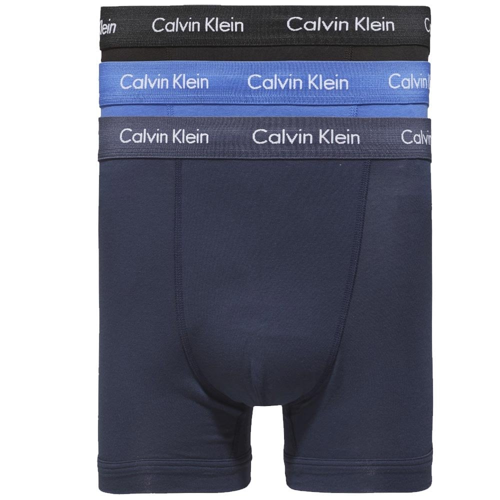 Lot de 3 boxers en coton stretch, noir/bleu ombre/eau cobalt