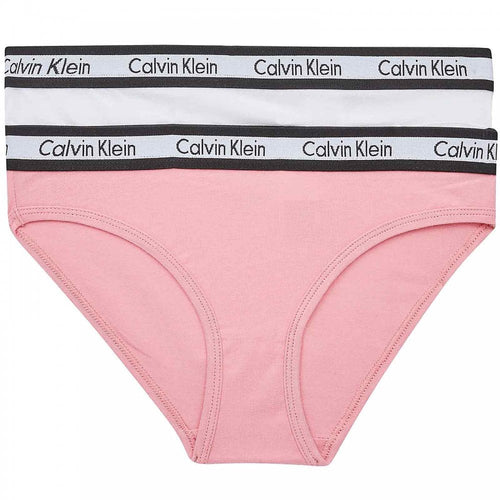Girls 2 Pack Modern Cotton Bikini Brief, Rosey Pink/Pvh White