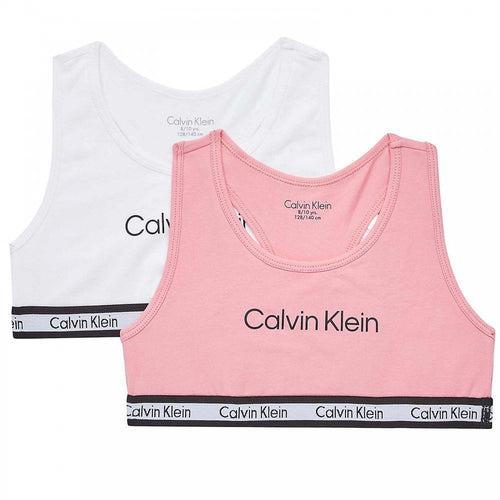 Girls 2 Pack Modern Cotton Bralette, Rosey Pink/Pvh White