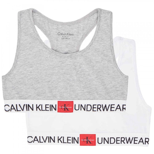 MÄDCHEN 2er-Pack CK Minigram Bralette, PVH Weiß/Grau Heather