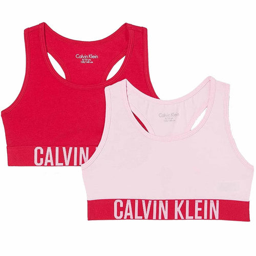 Girls 2 Pack Intense Power Bralette, Romantic Pink/Flushed Red