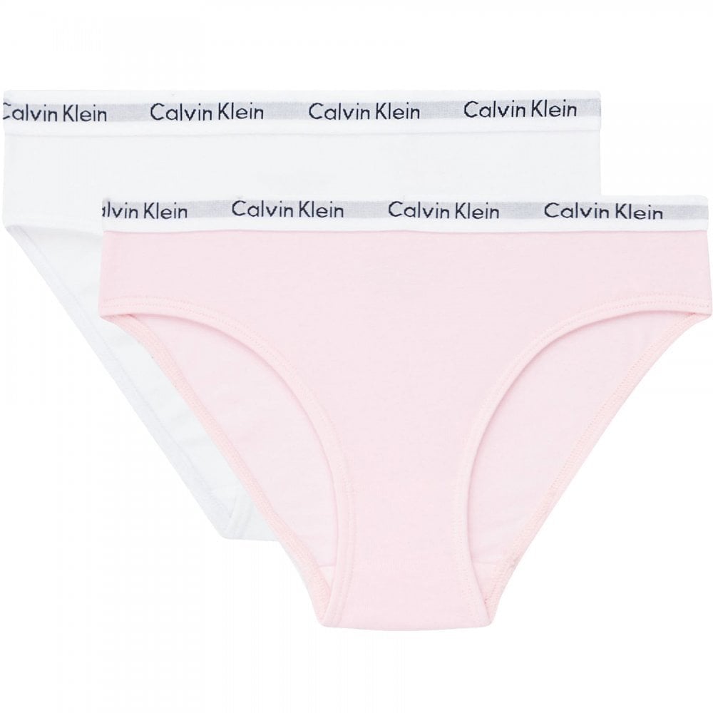 Lot de 2 slips de bikini modernes en coton pour fille, rose romantique/blanc PVH