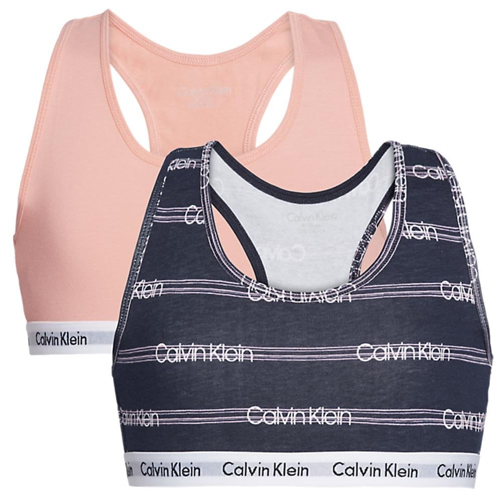 GIRLS 2 Pack Modern Cotton Bralette, Flamingo Pink / Glitch Stripe