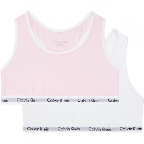 Girls 2 Pack Modern Cotton Bralette, Romantic Pink/PVH White
