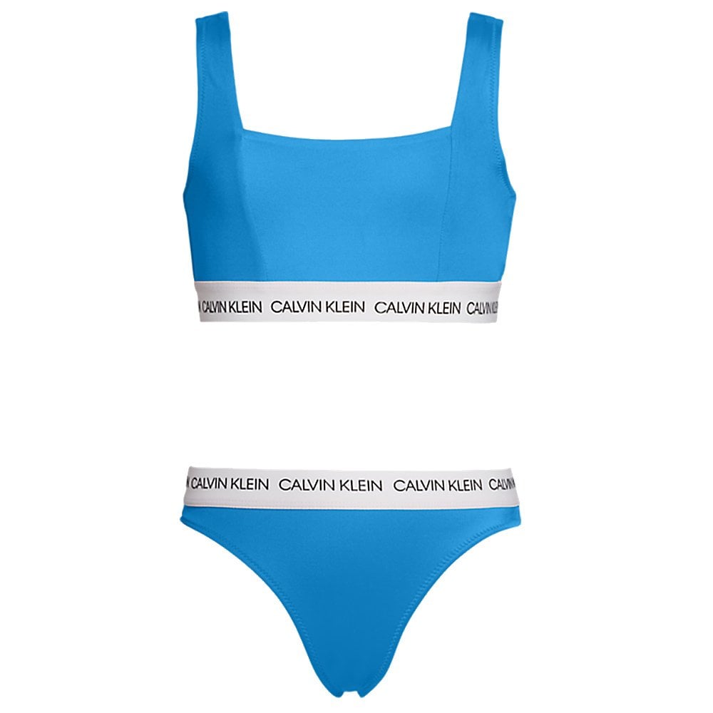 GIRLS CK LOGO-SWIM Bralette/Bikini-Set, Blue Aster