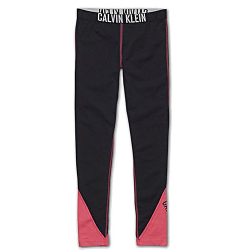 Girls Intense Power Leggings, Black / Pink Panels
