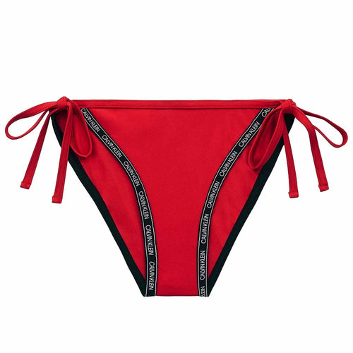 Bikinihose mit seitlichem Bindeband und Logoband, Rustikales Rot
