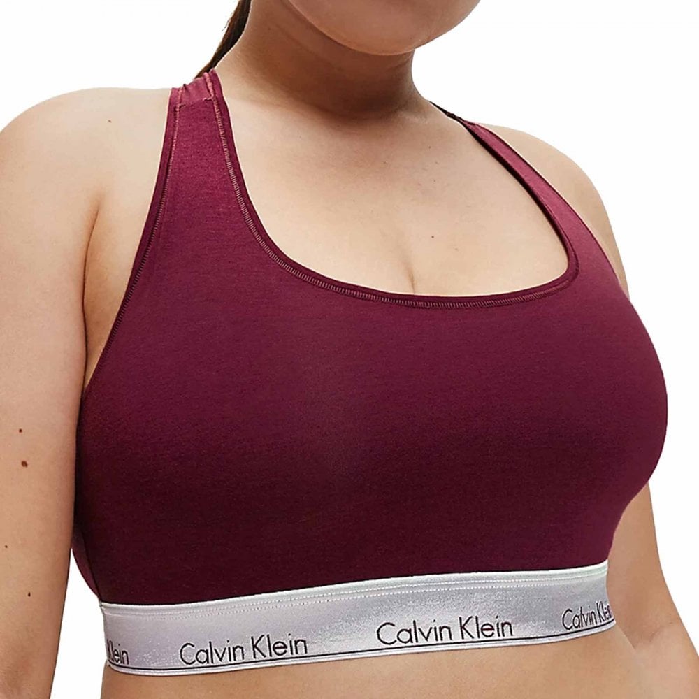 Calvin Klein Women Modern Cotton Plus Size Bralette Burgundy