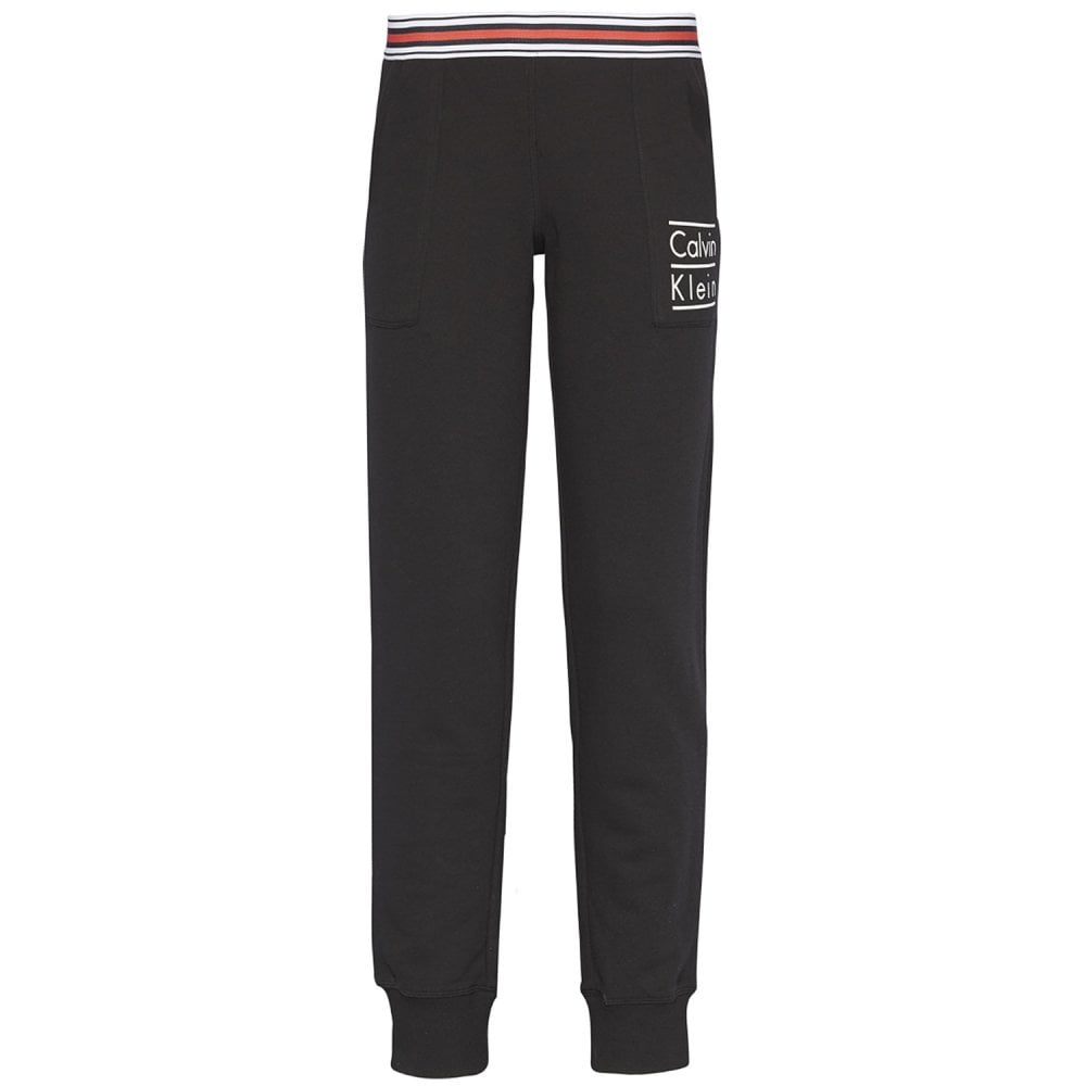 Pantalon de jogging moderne à logo empilé en coton, noir